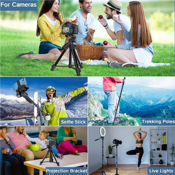 Camera Tripod 69 Inch, Patented 3-Way Swivel Portable Phone Tripod Professional - Picture 2 of 6